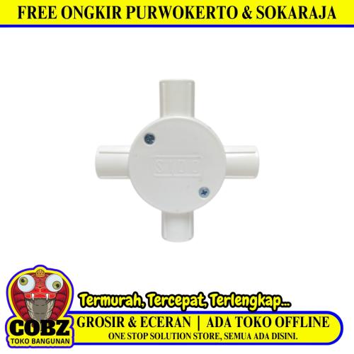 5/8 IN / SIDO Kris Dus Cabang 4 Way Tempat Kabel Plastik PVC Putih