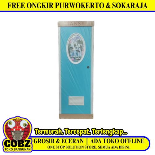 9.4 CM x 70 CM x 194 CM / TANSY Pintu Kamar Mandi PVC Blue + Cermin Set