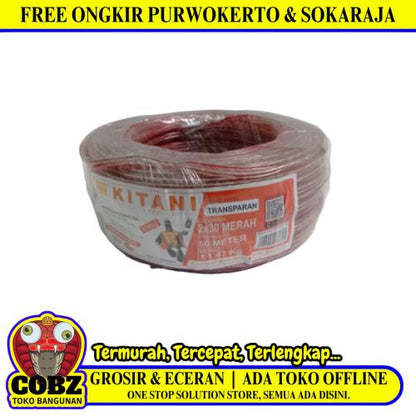 2 INTI x 30 MM x 50 M / KITANI Serabut Kabel Audio Tembaga SNI Merah Roll