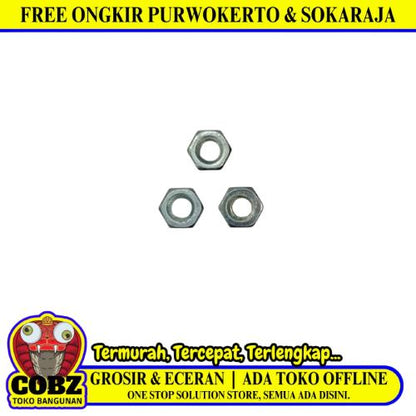 M 4 / TM Mur Nut Hexagon Galvanis Putih Biji