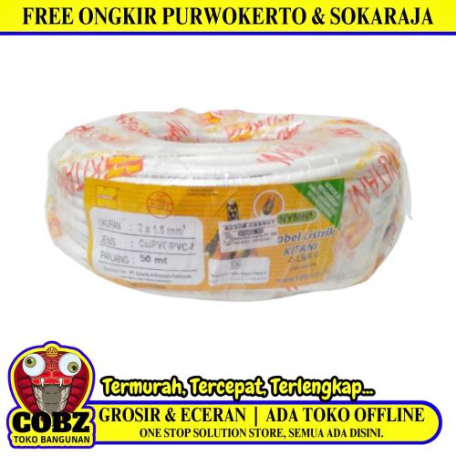 2 INTI x 1.5 MM x 50 M / KITANI NYMHY Serabut Kabel Tembaga SNI Putih Roll