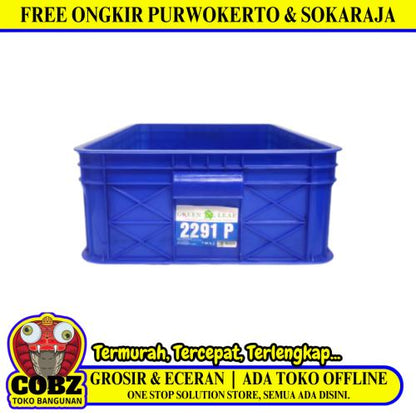 631 MM x 414 MM x 192 MM / GREEN LEAF 2291 P Krat Industri Keranjang Buah Rapat Blue
