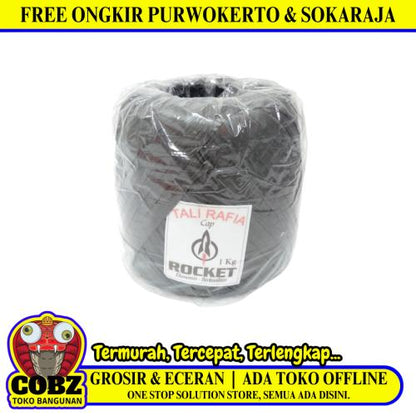 1 KG / ROCKET Tali Rafia Ikat Gulungan Kecil Plastik PVC Hitam Roll