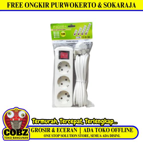 3 LUBANG × 500 CM/ PAGODA Stop Kontak Colokan Terminal Kabel 5 M