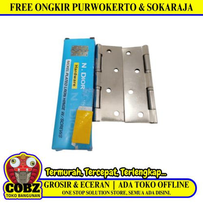 4 IN / N. DIOR Engsel Kupu Kupu Pintu Jendela Hinge Stainless Set