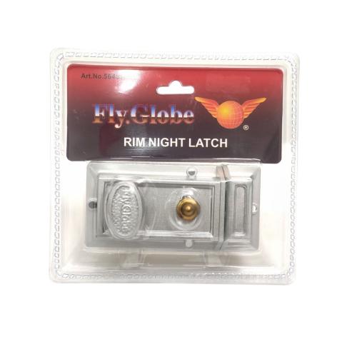 FLY GLOBE 564GL Grendel Pintu Laci Lemari Otomatis Rim Night Latch Silver