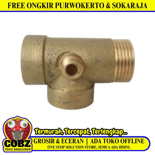 1 IN / TM Tee Pompa Air Cabang 4 Sambungan Tabung Otomatis Kuningan