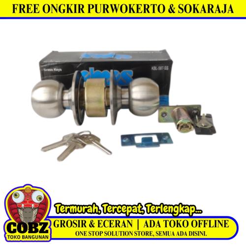 D 5 CM / ELMES Kunci Handle Pintu Bulat Kamar Mandi Stainless Silver Set