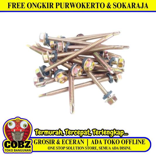 # 12 x 70 MM / VIPER Roofing Baut Sekrup Atap Baja Ringan Kuning Dus