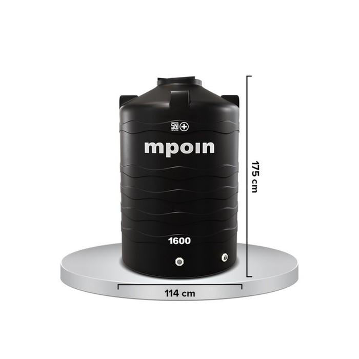 1500 L / MPOIN + WAVE P1600 Water Torrent Tangki Tandon Air PVC Silver Stone + Acc Set