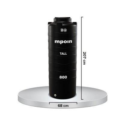 840 L / MPOIN + TALL T800 Water Torrent Tangki Tandon Air PVC Hitam + Acc Set