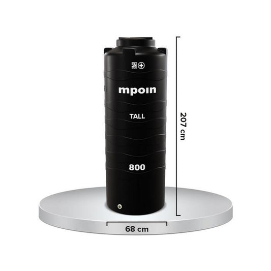 840 L / MPOIN + TALL T800 Water Torrent Tangki Tandon Air PVC Hitam + Acc Set