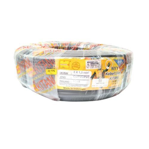 2 INTI x 1.5 MM x 50 M / KITANI NYY Tunggal Kabel Tembaga SNI Hitam Roll