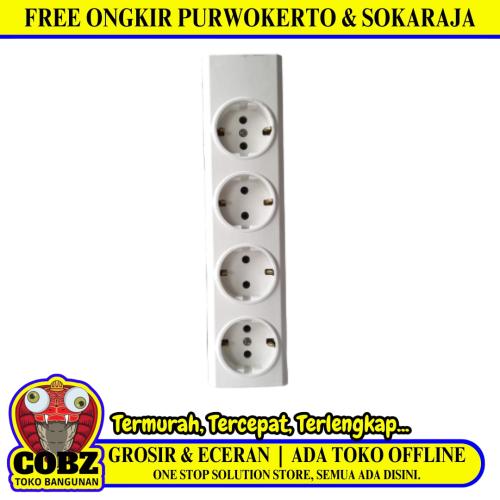 4 LUBANG / BROCO Stop Kontak Terminal Arde Tempel OB Outbow Putih