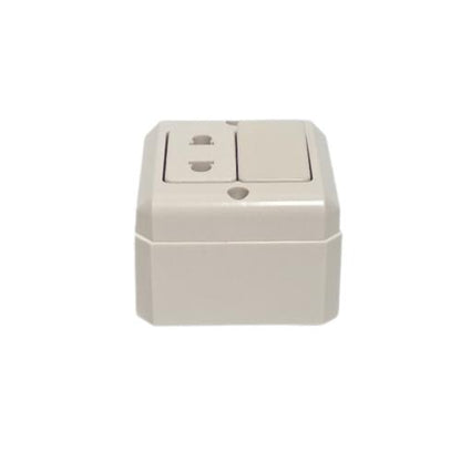 1 LUBANG / BROCO Stop Kontak + Saklar Single Tempel OB Outbow Cream