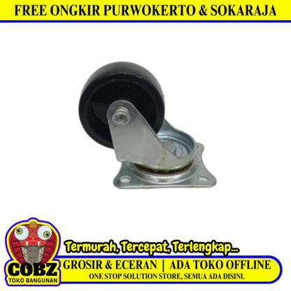 1.5 IN / TM Roda Hidup Trolly Non Rem Plat Nylon Nylon Hitam