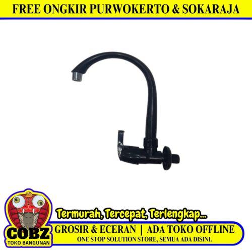 1/2 IN / CAB Kran Angsa Engkol Sink Bak Cuci Piring Tembok Plastik Hitam PVC