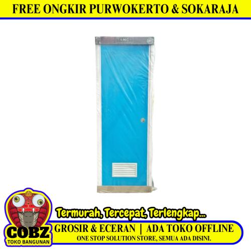 9.4 CM x 70 CM x 194 CM / TM Pintu Kamar Mandi PVC Biru Set