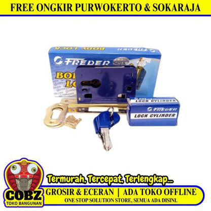 FREDER S14 Slot Body Kunci Pintu Geser Lidah Mekar Sliding Door Set