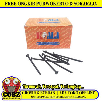 #6 X 3 IN / KOALA Sekrup Gypsum Screw Plafon Board GRC Hitam Dus