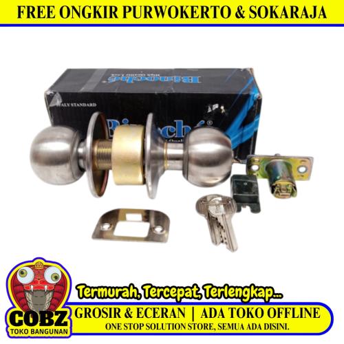 D 5 CM / BINOCHE 5871-SS Kunci Handle Pintu Bulat Kamar Mandi Stainless Silver Set