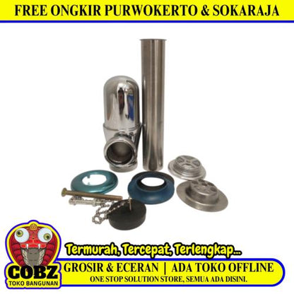 1 1/4 INCH / WJ Sifon Botol Saringan Pipa Wastafel Stainless Set