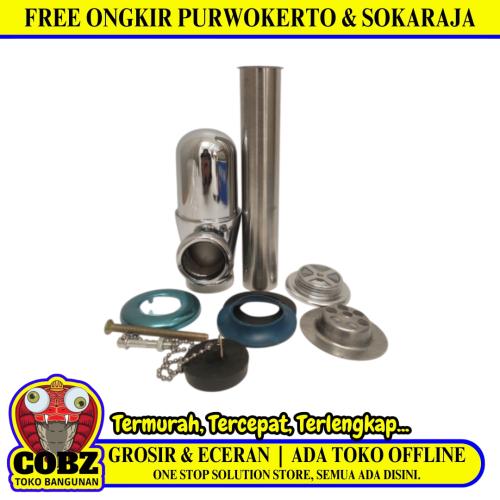 1 1/4 INCH / WJ Sifon Botol Saringan Pipa Wastafel Stainless Set