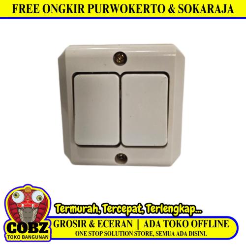 BROCO NG Saklar Ganda Double Seri 2 Gang Tempel OB Outbow Cream