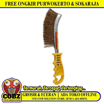 9 IN / BISON MERK TIPE Sikat Kawat Bengkok Kuningan Karat Gagang PVC