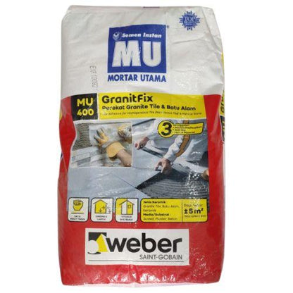 25 KG / MU 400 Semen Instant Perekat Granit Tile & Batu Alam Sak