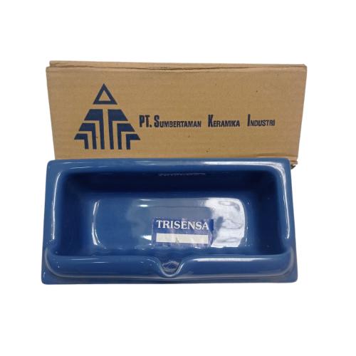 11 CM x 22 CM x 11 CM / TRISENIA Tempat Sabun Tanam Dinding Keramik Biru Tua
