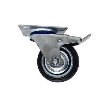6 IN /  TRIPLE-S Roda Rem Hidup Trolly Gepeng Plat 150 MM Karet Hitam