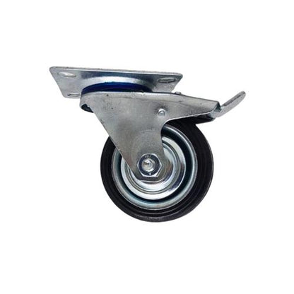 6 IN /  TRIPLE-S Roda Rem Hidup Trolly Gepeng Plat 150 MM Karet Hitam