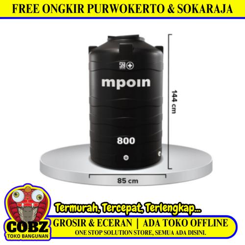 740 L / MPOIN + WAVE W800 Water Torrent Tangki Tandon Air PVC Hitam + Acc Set