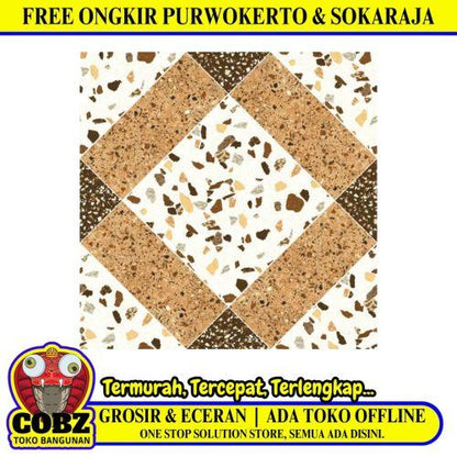 25 CM x 25 CM / ASIA ROCKFORD Keramik Lantai Kamar Mandi Matte Brown Dus