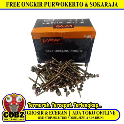 #12 x 70 MM / VPR Roofing Baut Sekrup Atap Baja Ringan Kuning Dus