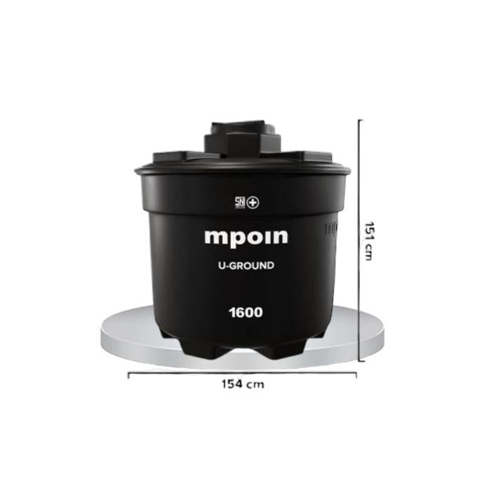 1600 L / MPOIN + UGROUNDUG1600 Water Torrent Tangki Tandon Air PVC Hitam + Acc Set