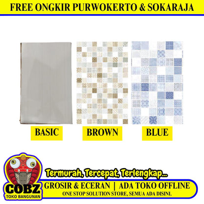 25 CM x 40 CM / PLATINUM HAKONE Keramik Dinding Kamar Mandi Glossy Dus