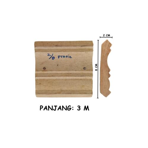 2 CM x 8 CM x 3 CM / NM List Kayu Profil Cermin Pigura Pintu Batang