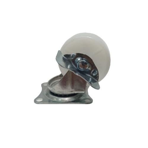 2 IN / TM Roda Hidup Trolly Rem Plat Nylon Putih Rem