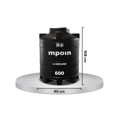 510 L / MPOIN + UGROUND UG600 Water Torrent Tangki Tandon Air PVC Hitam + Acc Set