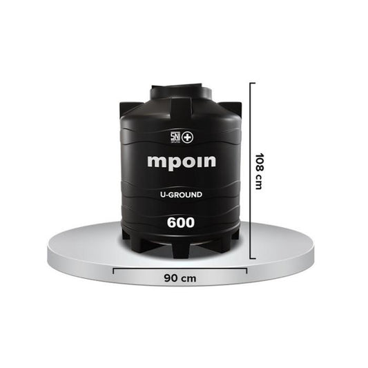510 L / MPOIN + UGROUND UG600 Water Torrent Tangki Tandon Air PVC Hitam + Acc Set