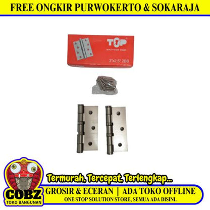 3 IN / TOP 02 Engsel Kupu Kupu Pintu Jendela Hinge Stainless Set