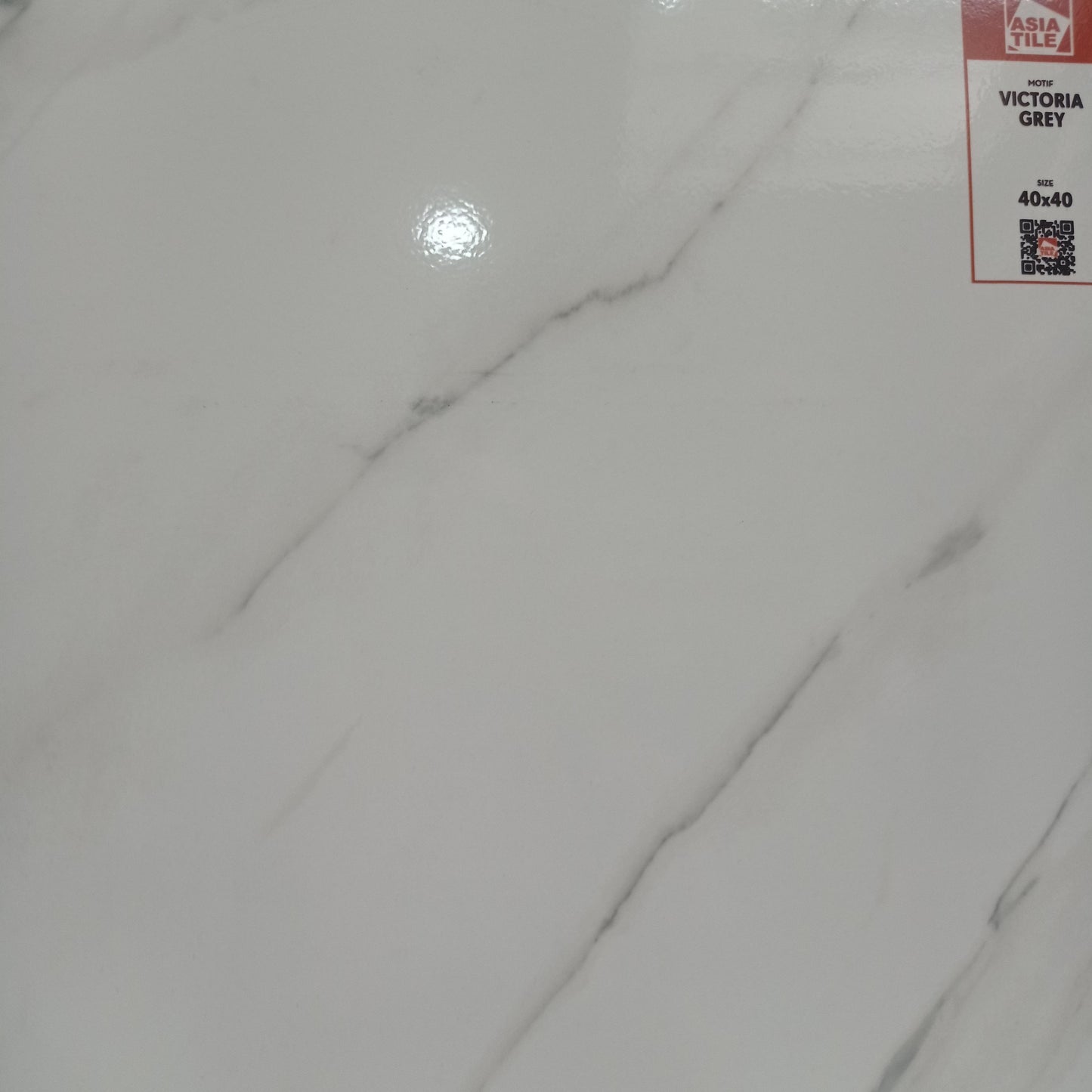 40 CM x 40 CM / ASIA TILE VICTORIA Keramik Lantai Rumah Glossy Grey Dus
