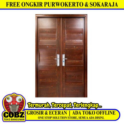 5 CM x 150 CM x 230 CM / FORTRESS PRIME 150.01 DOUBLE DOOR Pintu Kamar Mandi Baja Coklat Set