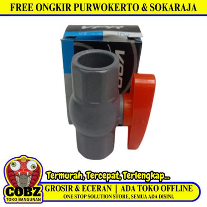 1/2 IN / VPR Stop Kran Polos Ball Valve Engkol Plastik PVC