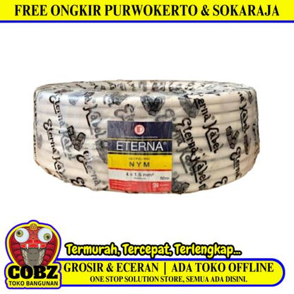 4 INTI x 1.5 MM x 50 M / ETERNA NYM Tunggal Kabel Tembaga SNI Putih Roll