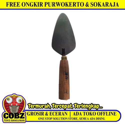 7 IN / STAINLESS ASLI Cetok Sendok Semen Acian Trowel Oval Gagang Kayu