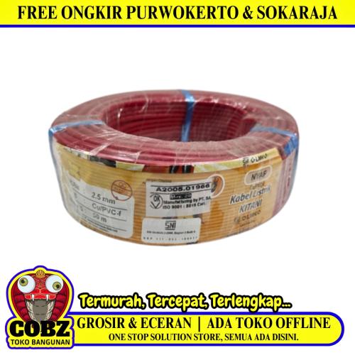 1 INTI x 2.5 MM x 50 M / KITANI NYA F Serabut Kabel Tembaga SNI Merah Roll