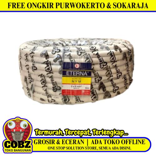 3 INTI x 6 MM x 50 M / ETERNA NYM Tunggal Kabel Tembaga SNI Putih Roll